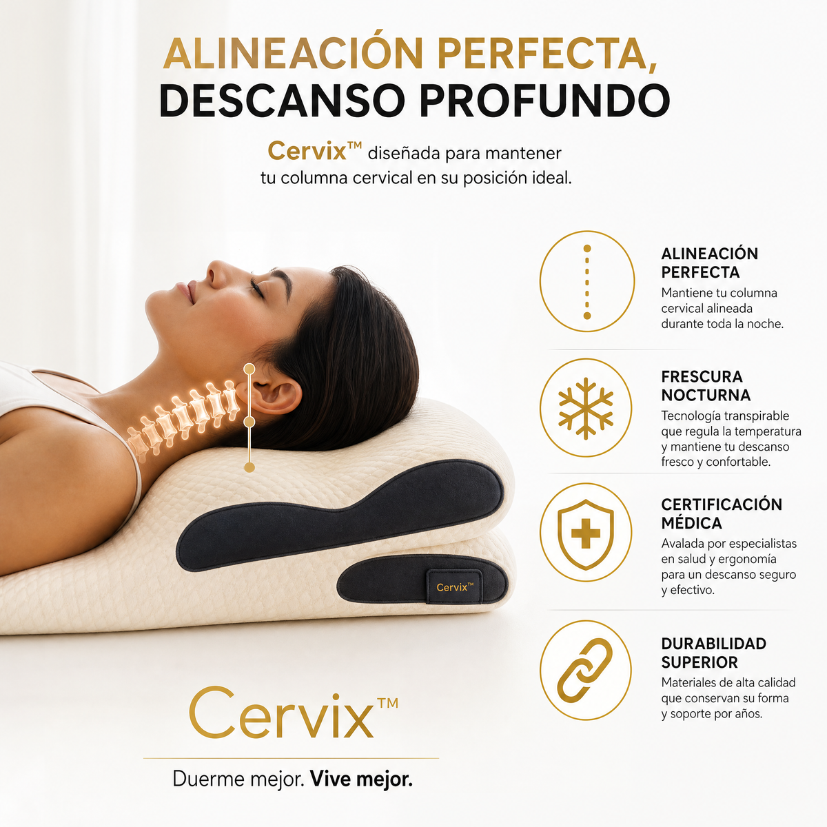 Cervix™ Almohada Ortopédica Ergonómica de Espuma Viscoelástica